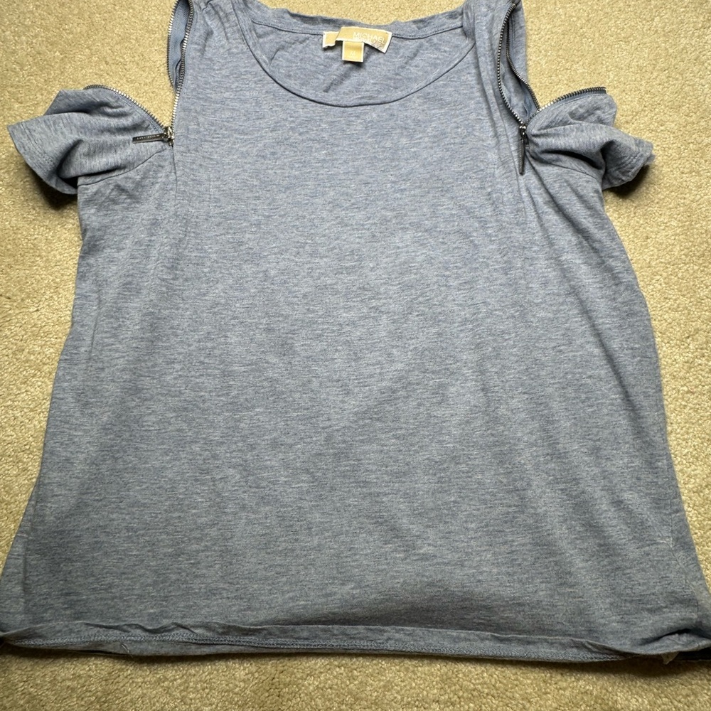 Michael Kors Cold Shoulder Top with Zipper Sleeves – Size M